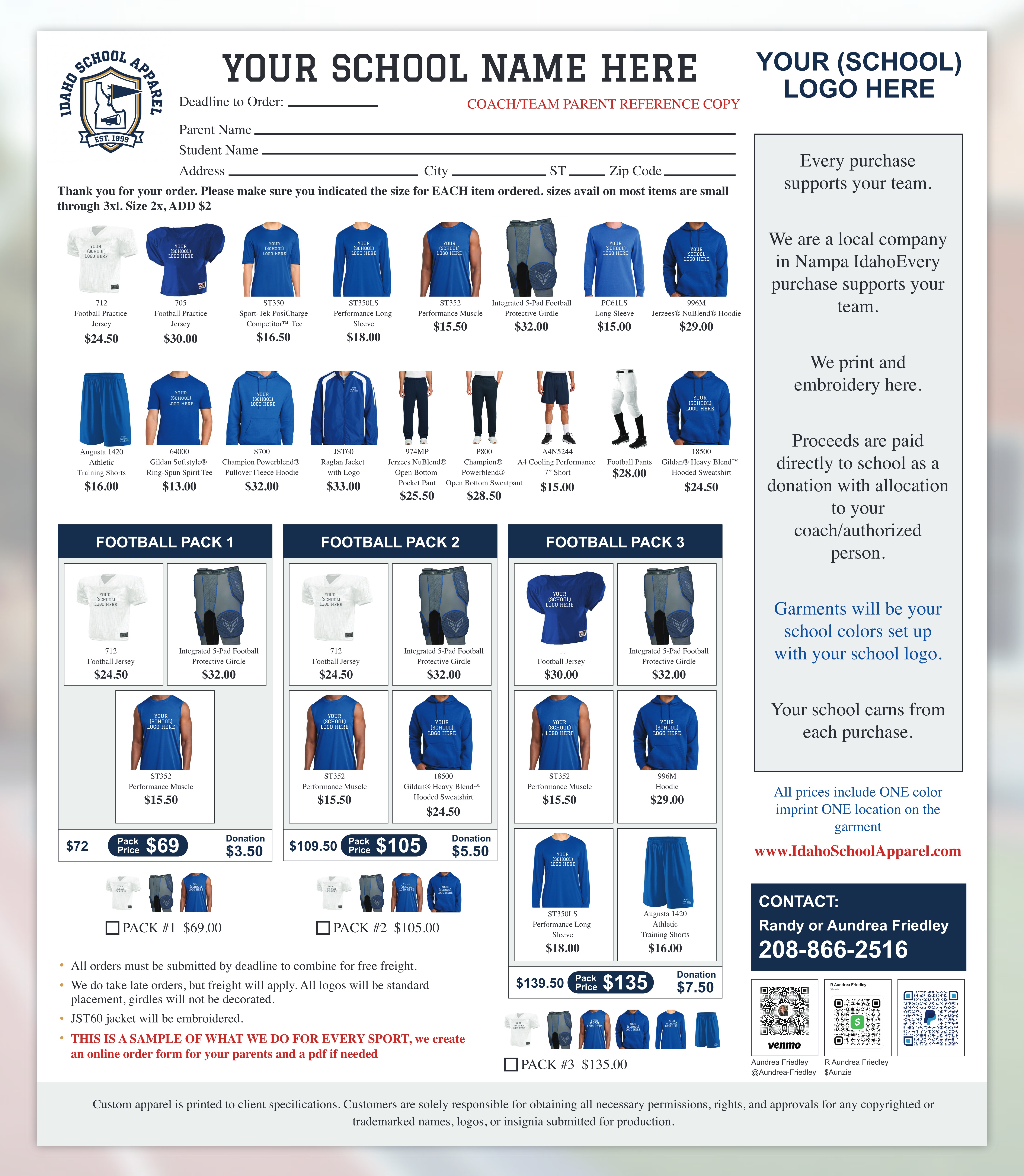 Exhibit B: Timberline High School Spirit Packs Sample